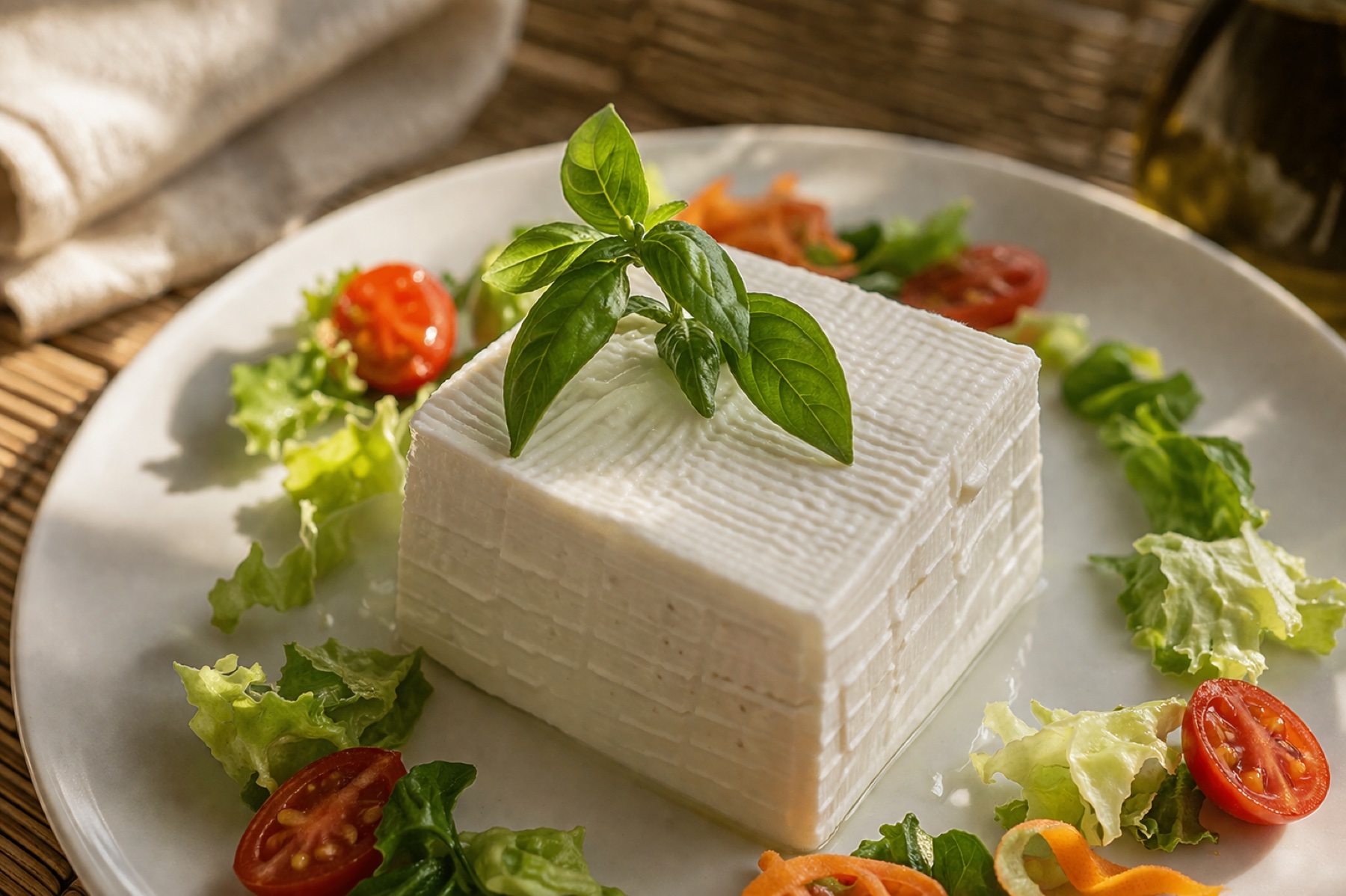 Fresh primo sale from Puglia with basil and cherry tomatoes